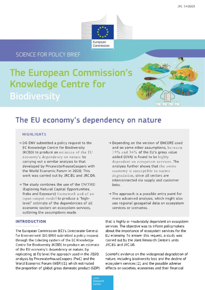 The EU Economy’s Dependency on Nature: New Science for Policy Brief